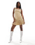 Фото #1 товара Simmi utility buckle strap pleated mini dress in camel