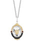 Фото #1 товара Enchanted Disney Fine Jewelry multi-Gemstone (5-3/4 ct. t.w.) & Black Diamond (1/6 ct. t.w.) Evil Queen Mirror Pendant Necklace in Sterling Silver & 14k Gold