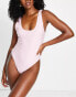 Brave Soul scoop back swimsuit in light pink