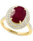 ფოტო #1 პროდუქტის EFFY® Ruby (4 ct. t.w.) & Diamond (5/8 ct. t.w.) Oval Double Halo Ring in 14k Gold