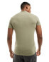 ASOS DESIGN essential muscle fit high neck t-shirt in khaki