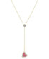 ფოტო #1 პროდუქტის 14K Gold Flash-Plated Brass Cubic Zirconia Pink Heart Y-Necklace with Extender