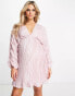 Фото #4 товара ASOS DESIGN Maternity embellished plunge mini dress in blush with blouson sleeve