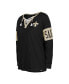 Фото #2 товара Women's Black New Orleans Saints Lace-Up Notch Neck Long Sleeve T-shirt