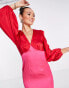Фото #8 товара Never Fully Dressed colour block mini dress in red and pink