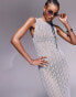 Фото #1 товара ASOS DESIGN knitted column midaxi dress in metallic yarn in silver