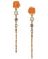 Gold-Tone Multicolor Stone Flower Linear Drop Earrings
