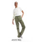 ASOS DESIGN Tall slim cargo with pockets in khaki