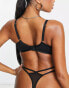 Wolf & Whistle Exclusive Fuller Bust floral embroidered mesh plunge bra with strapping in black