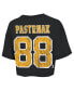 Threads Women's David Pastrnak Black Boston Bruins Behind The Net Boxy Name Number Cropped T-Shirt