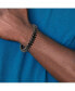 ფოტო #2 პროდუქტის Stainless Steel Rose IP-plated Cable and Black Leather Bracelet