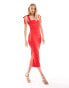 Фото #6 товара Vesper Tall tie strap notch detail midi dress in red