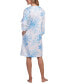 ფოტო #2 პროდუქტის Women's Cotton Floral 3/4-Sleeve Robe