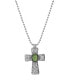 Men's Silver-Tone Green Hammered Metal Cross Necklace