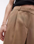 Topshop long tailored crossover waist short in sand