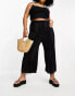 ASOS DESIGN Curve plisse wide leg trouser culottes in black