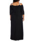 ფოტო #2 პროდუქტის Plus Size Embellished Cold-Shoulder Gown