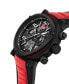 ფოტო #2 პროდუქტის Men's Partenza Collection Chronograph Timepiece Black Silicon with Red Leather Strap Watch, 49mm