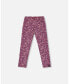 ფოტო #1 პროდუქტის Toddler Girls Stretch Leggings Burgundy Printed Flowers - Toddler|Child