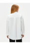 4sak60226pw 000 Beyaz Kadın Dokuma Uzun Kollu Gömlek