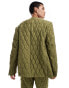 Viggo casual suit jacket in quilted khaki co-ord