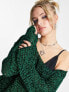 Фото #5 товара COLLUSION knitted off the shoulder jumper in green and black multi yarn