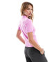 Mango ribbed detail polo top in pink