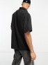 Jack & Jones Originals oversized clean revere collar shirt in black