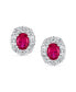 ფოტო #3 პროდუქტის Classic Style Crown 1.5 CT AAA CZ Halo Oval Cubic Zirconia Stud Earrings For Women Rhodium Plated Brass