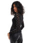 Vila long sleeve mesh spot top in black