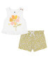 Фото #1 товара Little Girls Ruffle-Trim Tank Top & Floral Crinkle Knit Shorts, 2 piece set