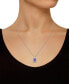 ფოტო #2 პროდუქტის Amethyst (1-3/5 ct. t.w.) and Diamond (1/7 ct. t.w.) Halo Pendant Necklace in Sterling Silver