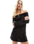 Фото #12 товара ASOS DESIGN bow front bardot mini dress in black