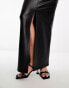 4th & Reckless leather look front spilt maxi skirt in black