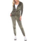 Women's Velour Tracksuit Loungewear 2pc Set Зеленый, XL - фото #1