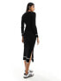 Фото #5 товара New Look contrast tipped knitted midi dress in black