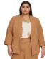 Фото #1 товара Plus Size Collarless Open-Front Roll-Tab Sleeve Jacket