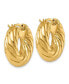 Фото #3 товара 18k Yellow Gold Polished and Twisted 7.6x25mm Round Hoop Earrings