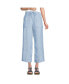 Фото #2 товара Petite High Rise Drawstring Linen Wide Leg Crop Pants