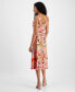 Фото #2 товара Women's Linen-Blend Floral-Print Midi Dress