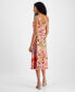 Women's Linen-Blend Floral-Print Midi Dress