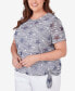 ფოტო #3 პროდუქტის Plus Size All American Lined Space Dye Stars Tee with Side Tie