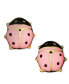 ფოტო #1 პროდუქტის Children's 14k Gold Earrings, Pink Ladybug Studs