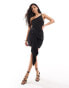 Фото #1 товара ASOS DESIGN premium manipulated drape side mini dress with moulded hips in black