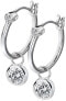 Silver round earrings with 2in1 diamonds Hoops Topaz DE628