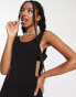 COLLUSION backless pinafore mini dress in black