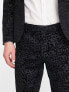 Twisted Tailor helfand skinny suit trousers in charcoal with leopard print flock