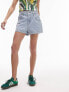 Topshop denim elastic waist short in bleach