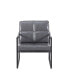 Фото #5 товара Light Grey PU Leather Leisure Black Metal Frame Recliner Chair For Living Room And Bedroom Furniture