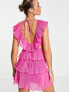 Фото #2 товара ASOS DESIGN plisse layered mini dress with cut out bodice detail in hot pink